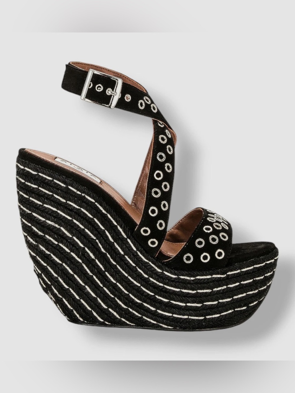 - ALAÏA Embellished Suede Wedge Sandals BT
